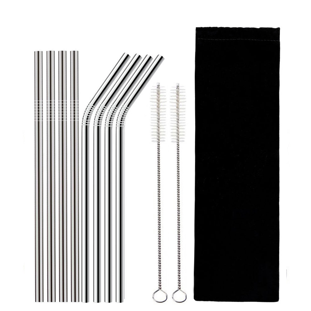 4Pcs Stainless Steel Reusable Drinking Straws