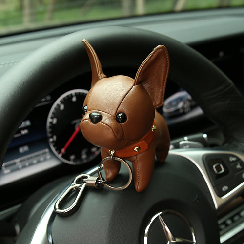 Leather Bulldog Keychain